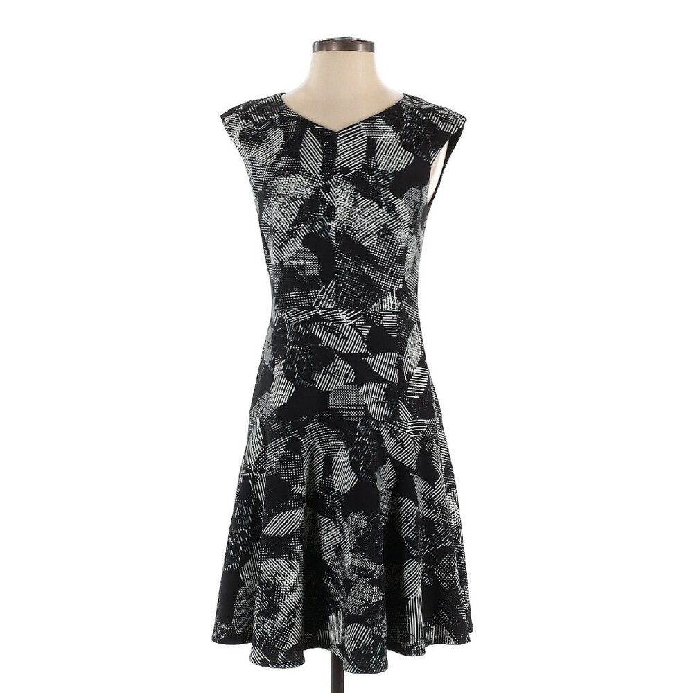 Rebecca Taylor Abstract V Neck Sleeveless A Line Dress Size 0